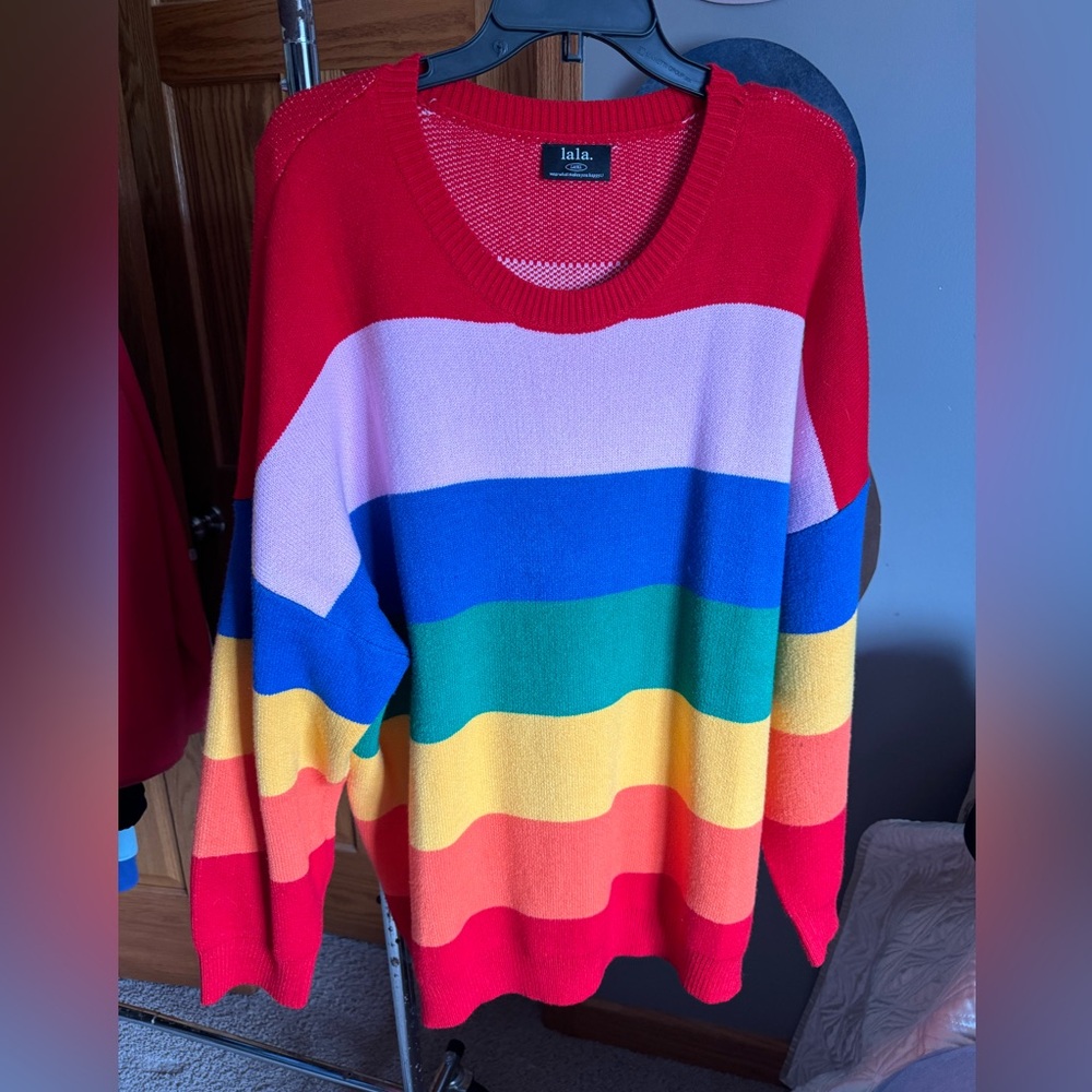 Dressed in LaLa Rainbow Sweater L/XL NEW